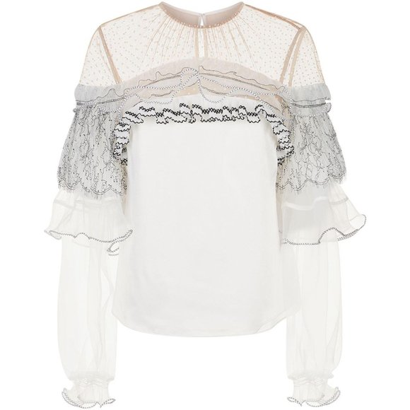 Self-Portrait Tops - SELF-PORTRAIT Pleated Trim Shirt